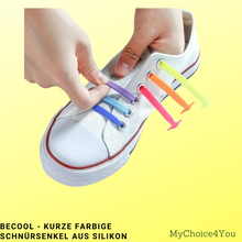 Lade das Bild in den Galerie-Viewer, BeCool - Kurze farbige Schnürsenkel aus Silikon(16er-Pack)